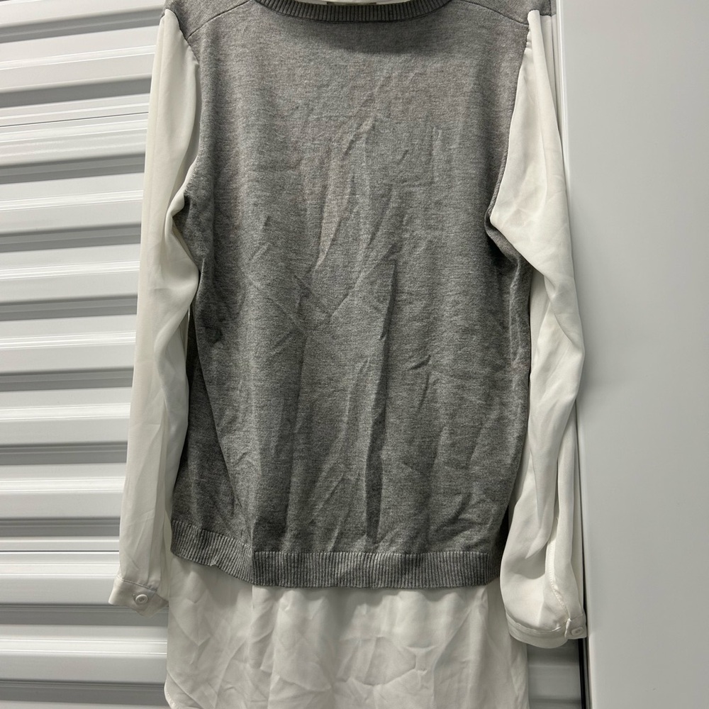 Adrianna Papell Women's Gray & White Blouse – Size Large (Pre-Owned)